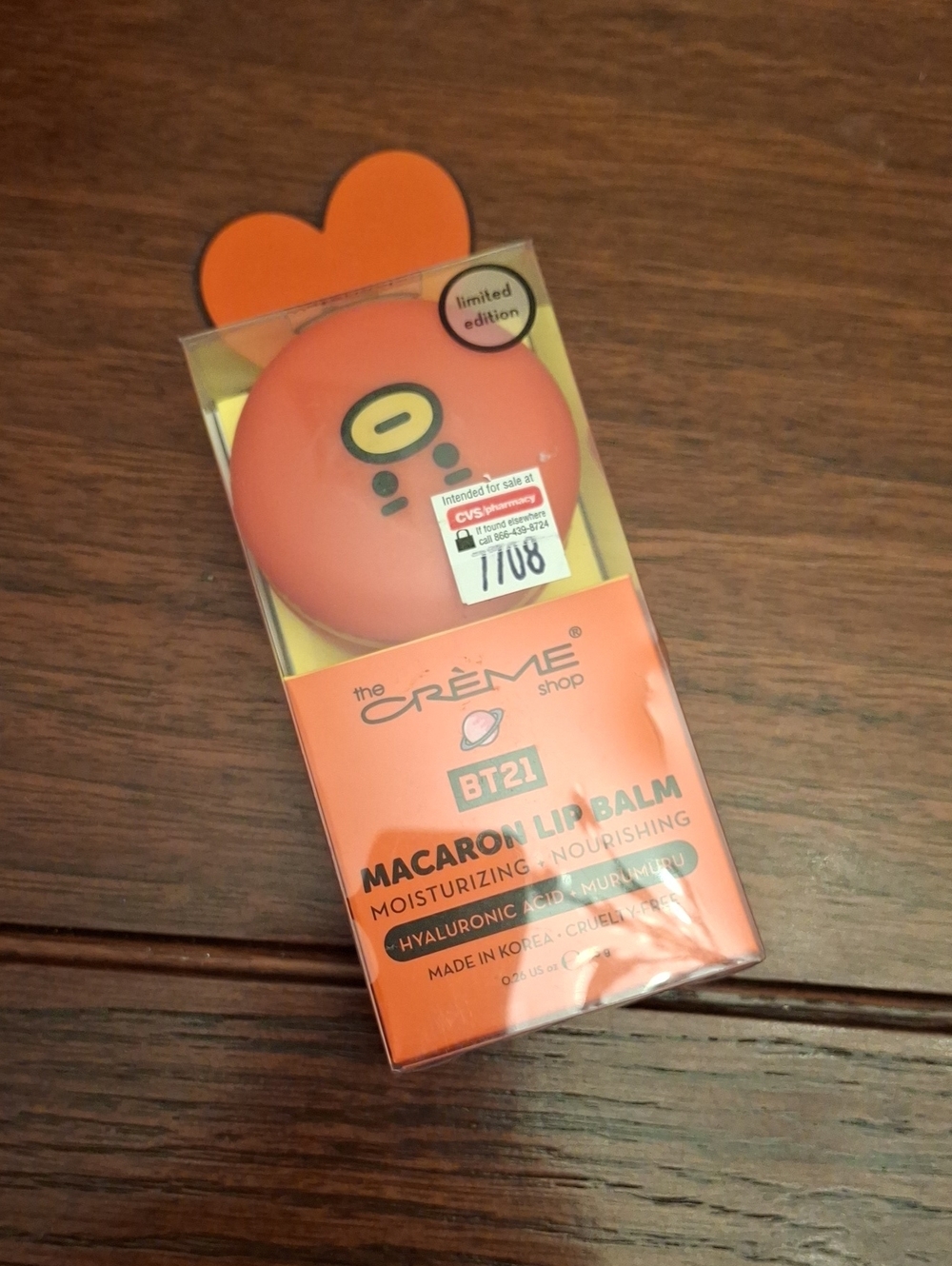 The Crème Shop BT21 Macaron 7.5g Lip Balm - Watermelon NWT